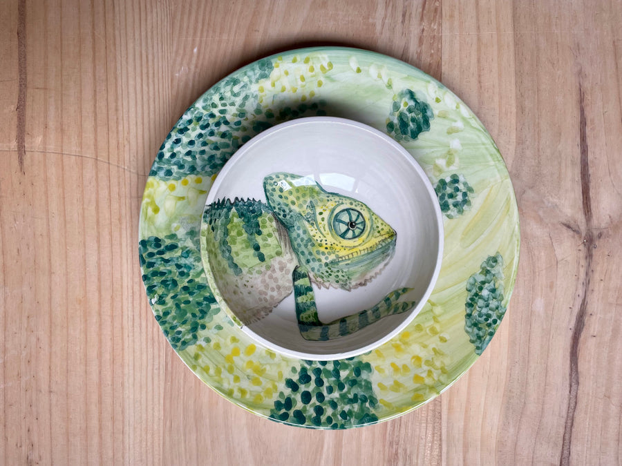 Chameleon Dinner Plate and Salad Bowl Set