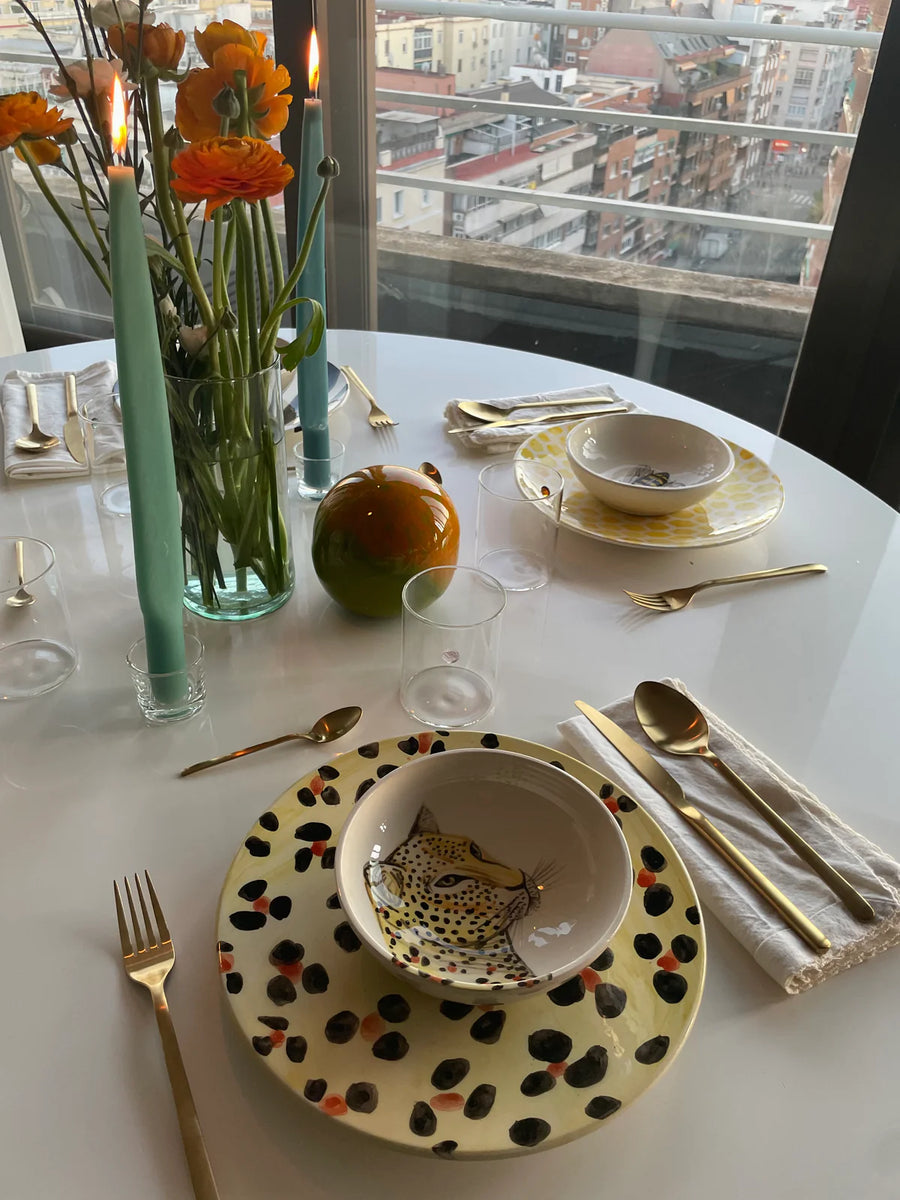 Leopard Dinner Plate and Salad Bowl Set