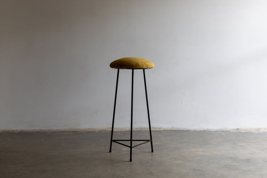 Mustard bogolan upholstered stool L