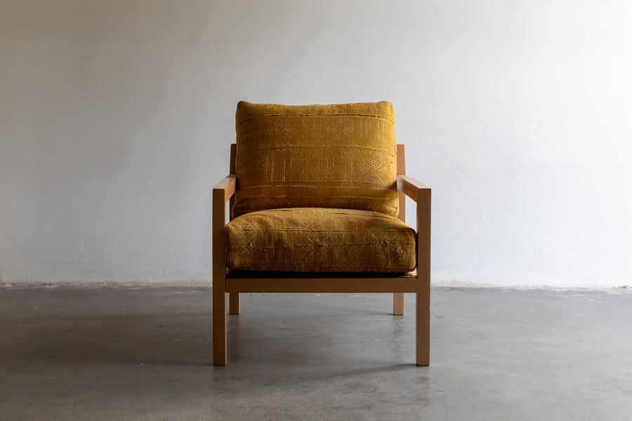 Mustard Bogolan upholstered armchair